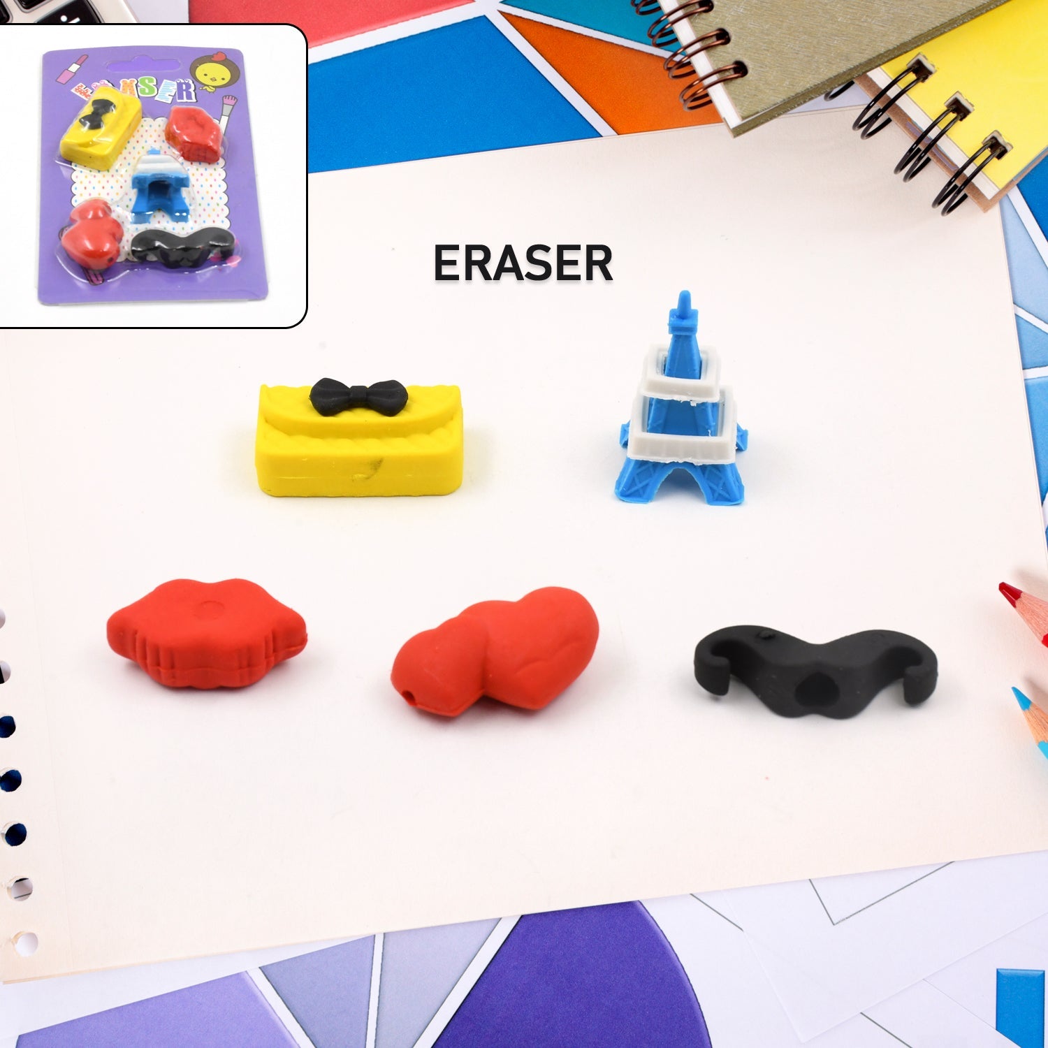 Mix Design 1 Set Fancy & Stylish Colorful Erasers for Children Different Designs & Mix, Eraser Set for Return Gift, Birthday Party, School Prize (1 Set) Mix Design 1 Set Fancy & Stylish Colorful Erasers for Children Different Designs & Mix, Eraser Set for Return Gift, Birthday Party, School Prize (1 Set)